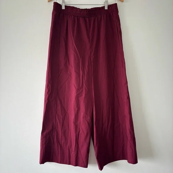 NWOT House of Harlow 1960 Burgundy Maroon Stretchy Waistband Wide-Leg Pants Med - Picture 2 of 9